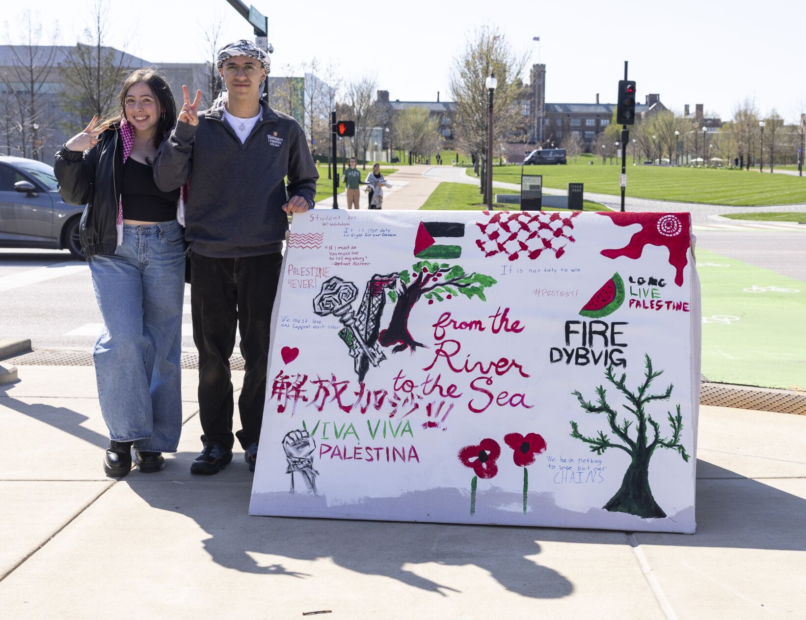 Pro-Palestinian art installation is set up across from Washington University